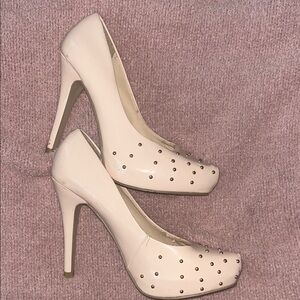 Wild Diva Cream Studded Heels